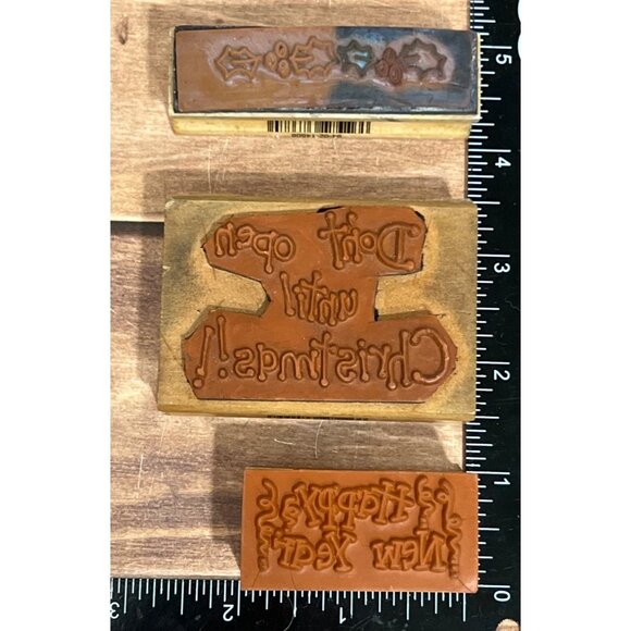 VINTAGE WESTWATER WOOD MOUNTED RUBBER STAMP SET OF 3 BY TRENA HEGDAHL CHRISTMAS - Picture 4 of 4